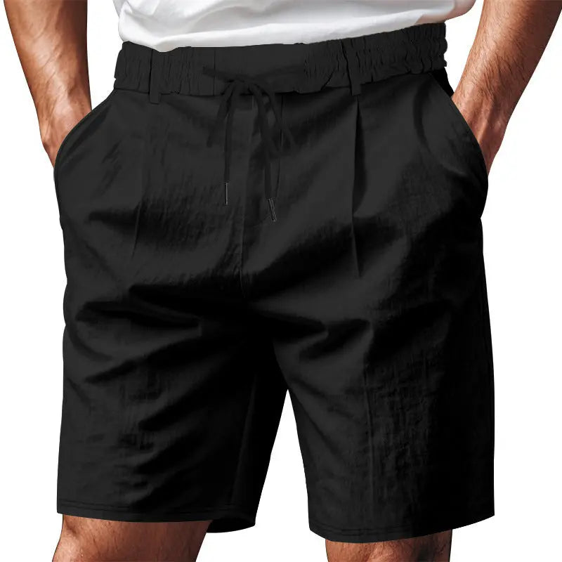 American Casual Men's Linen Summer Breathable Tether Beach Shorts  Pre2brand 3XL-Black