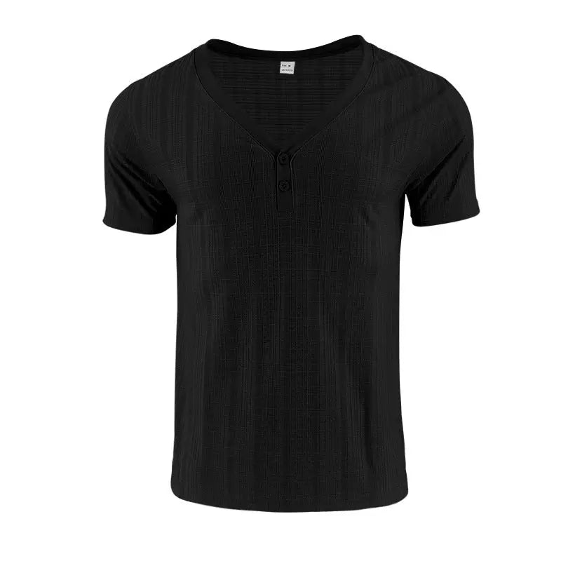 American Summer Men's V-neck Loose Breathable Short Sleeve  Pre2brand