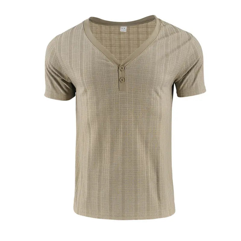 American Summer Men's V-neck Loose Breathable Short Sleeve  Pre2brand
