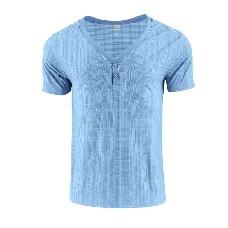 American Summer Men's V-neck Loose Breathable Short Sleeve  Pre2brand