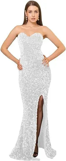 Annual Meeting Cocktail Party Host's Dress Split Fishtail Dress  Pre2brand White-US26W