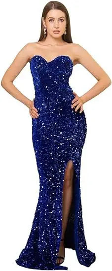 Annual Meeting Cocktail Party Host's Dress Split Fishtail Dress  Pre2brand Sapphire-Blue-US26W