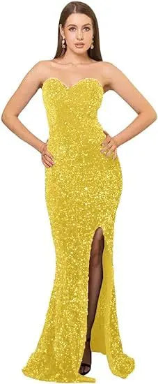 Annual Meeting Cocktail Party Host's Dress Split Fishtail Dress  Pre2brand Yellow-US26W
