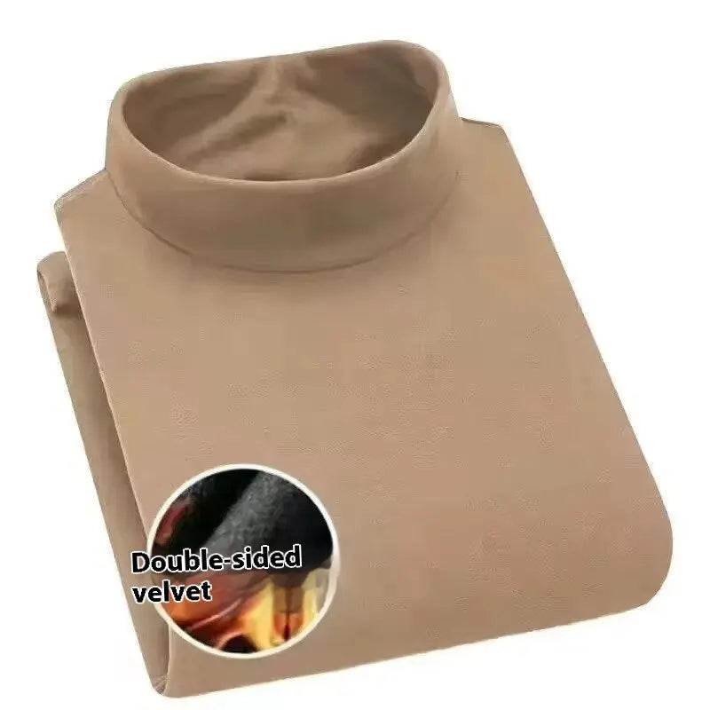 Autumn And Winter Half-high Collar Keep Warm Pure Color Inner Wear Men  Pre2brand Khaki-XXXXXL