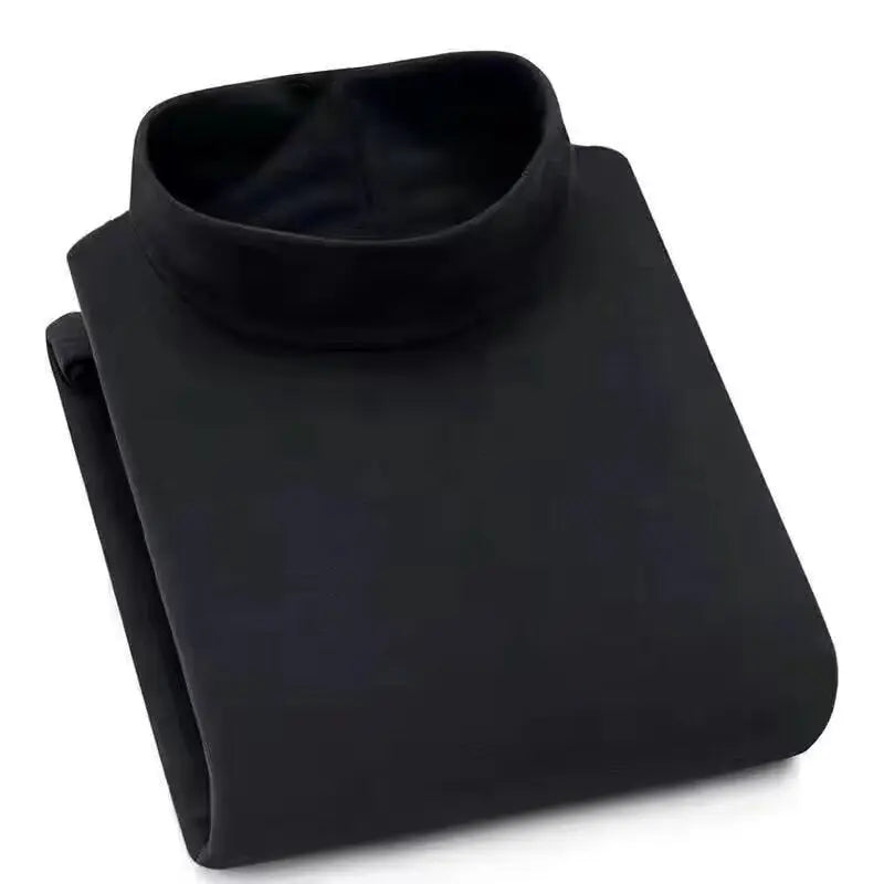 Autumn And Winter Half-high Collar Keep Warm Pure Color Inner Wear Men  Pre2brand Black-XXXXXL