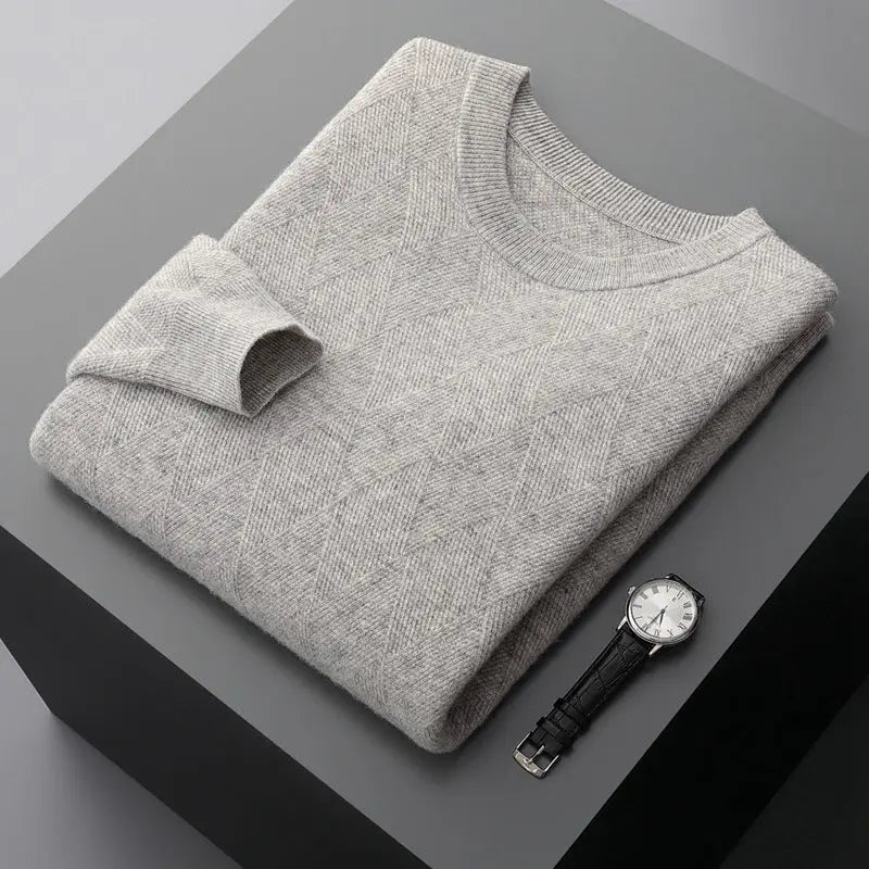 Autumn And Winter Round Neck Woolen Sweater For Men  Pre2brand Light-Gray-XXL