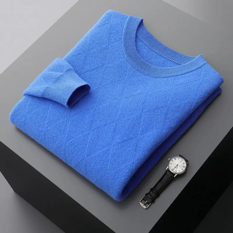 Autumn And Winter Round Neck Woolen Sweater For Men  Pre2brand Sky-Blue-XXL