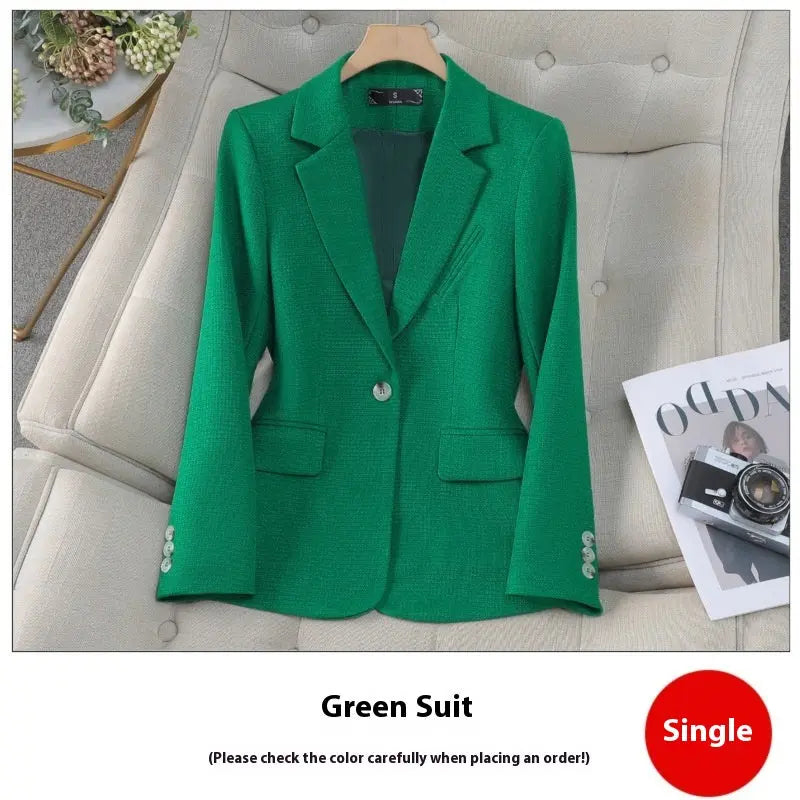 Autumn And Winter Small Suit New Temperament Goddess Style Small Suit Top  Pre2brand Green-4XL