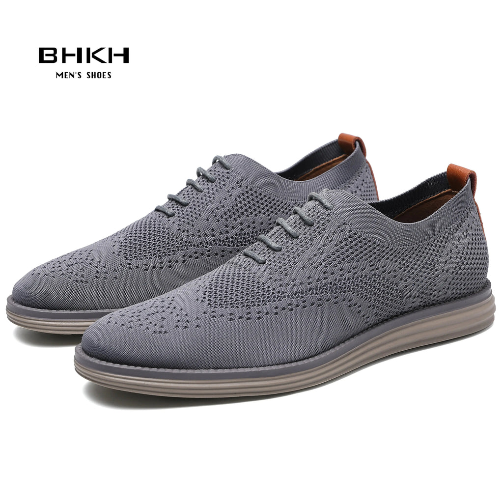 BHKH 2024 Breathable Knitted Mesh Casual Shoes Lightweight Smart Casual Shoes Office Work Footwear Men Shoes - Pre2brand