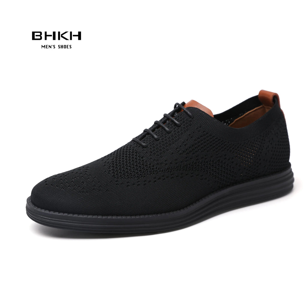 BHKH 2024 Breathable Knitted Mesh Casual Shoes Lightweight Smart Casual Shoes Office Work Footwear Men Shoes - Pre2brand