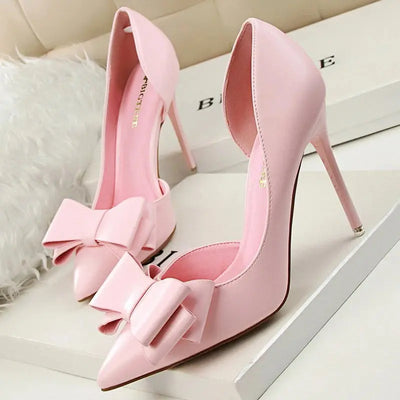 BIGTREE Shoes Bow-knot Woman Pumps Stiletto 10.5 Cm Women Basic Pump Pointed Toe Classic Pumps Sexy High Heels Women Shoes 2025  Pre2brand pink-38