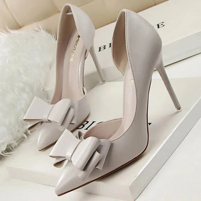 BIGTREE Shoes Bow-knot Woman Pumps Stiletto 10.5 Cm Women Basic Pump Pointed Toe Classic Pumps Sexy High Heels Women Shoes 2025  Pre2brand gray-38