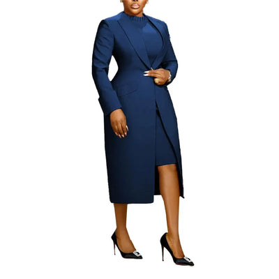 Back Slit Suit Vest Two-piece Set  Pre2brand Blue-3XL