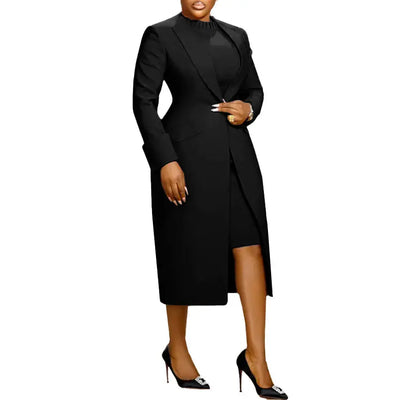 Back Slit Suit Vest Two-piece Set  Pre2brand Black-3XL
