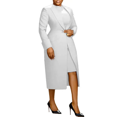 Back Slit Suit Vest Two-piece Set  Pre2brand White-3XL