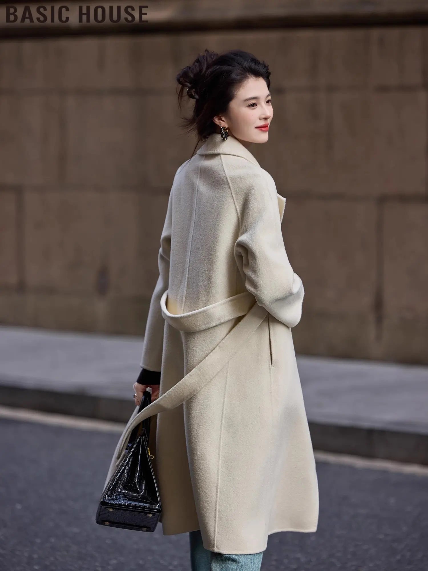 Basic House/Baijiahao Half-Day Leisure Long Profile Light Luxury Wool coat Women 2024 Winter New - Pre2brand