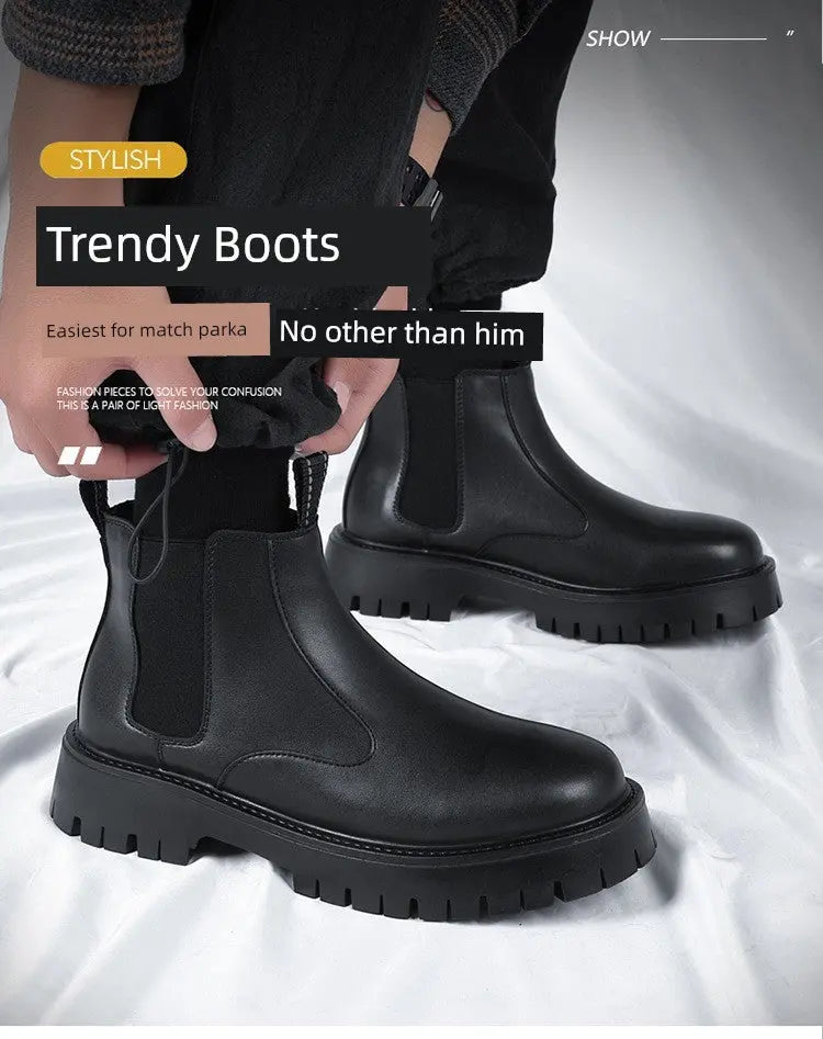 Black Martin Boots Men's Putian New Arrival Retro British Style Motorcycle Ankle Boots Women's Leather Thick Sole Doctor Boots - Pre2brand