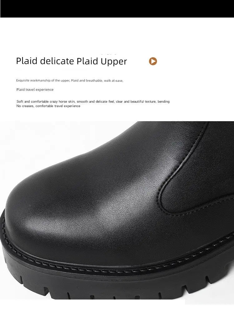 Black Martin Boots Men's Putian New Arrival Retro British Style Motorcycle Ankle Boots Women's Leather Thick Sole Doctor Boots - Pre2brand