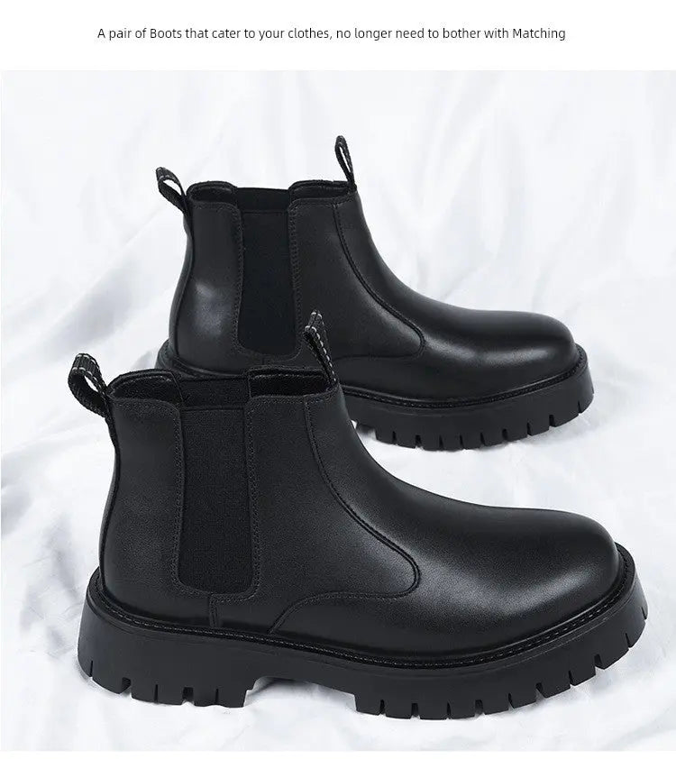 Black Martin Boots Men's Putian New Arrival Retro British Style Motorcycle Ankle Boots Women's Leather Thick Sole Doctor Boots - Pre2brand