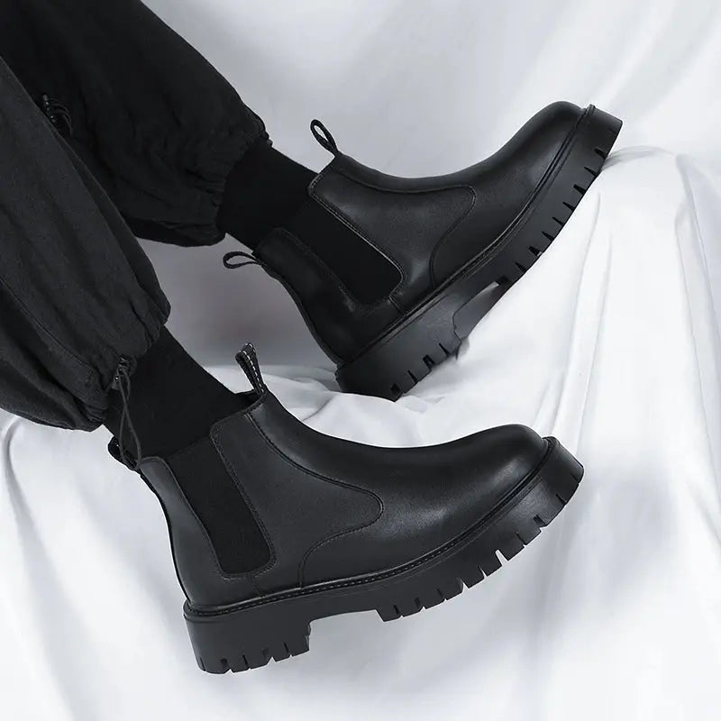Black Martin Boots Men's Putian New Arrival Retro British Style Motorcycle Ankle Boots Women's Leather Thick Sole Doctor Boots - Pre2brand