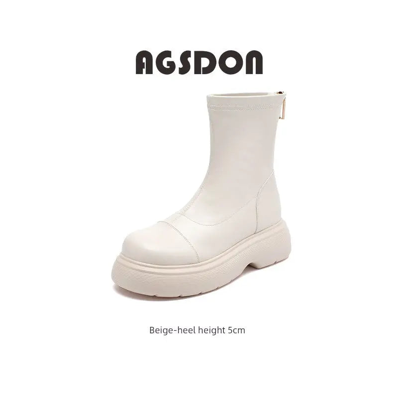 Black Thick Sole Chelsea Boots Female 2024 New Arrival Spring & Fall Winter Thin Ankle Boots Fashion Short British Style - Pre2brand