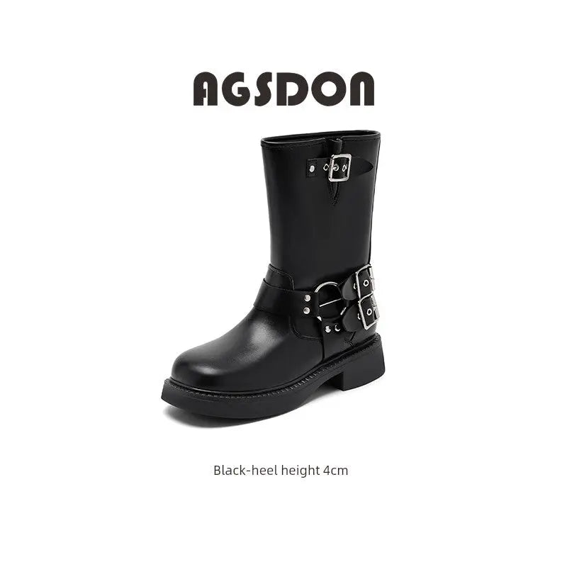 Black Thick Sole Chelsea Boots Female 2024 New Arrival Spring & Fall Winter Thin Ankle Boots Fashion Short British Style - Pre2brand