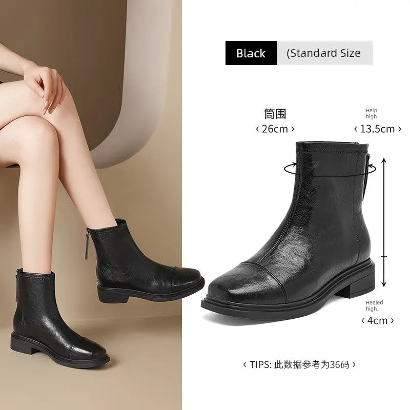 Black Thick Sole Chelsea Boots Female 2024 New Arrival Spring & Fall Winter Thin Ankle Boots Fashion Short British Style - Pre2brand