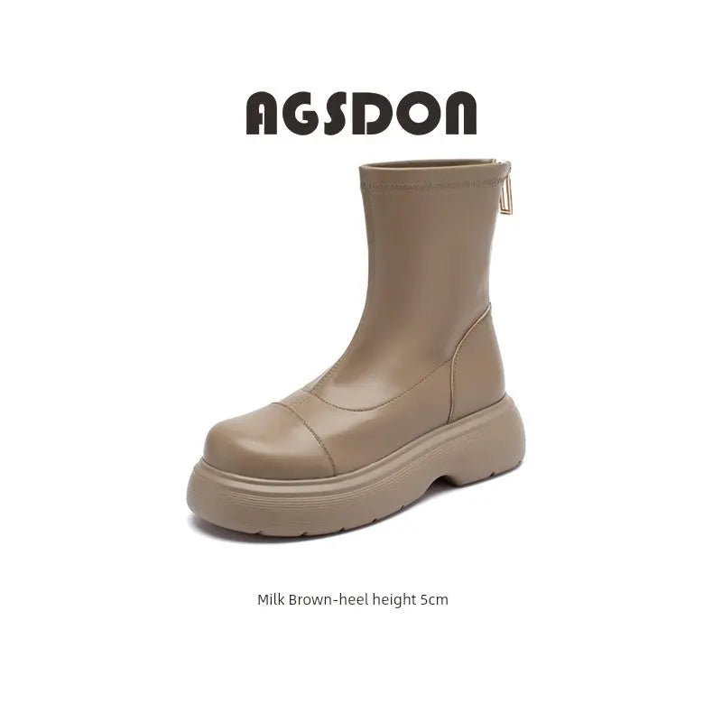 Black Thick Sole Chelsea Boots Female 2024 New Arrival Spring & Fall Winter Thin Ankle Boots Fashion Short British Style - Pre2brand