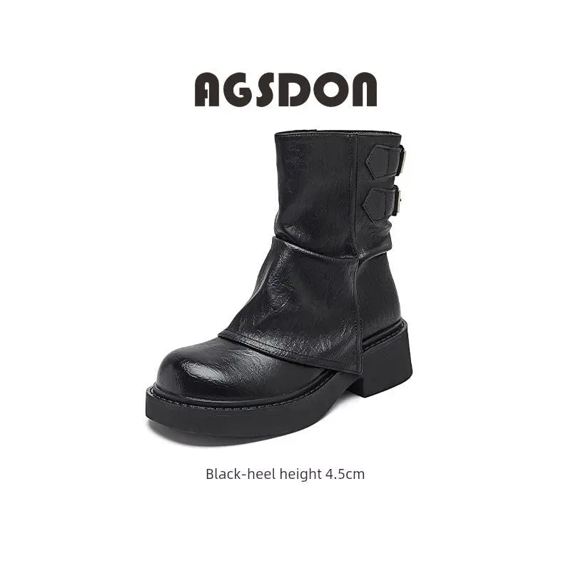 Black Thick Sole Chelsea Boots Female 2024 New Arrival Spring & Fall Winter Thin Ankle Boots Fashion Short British Style - Pre2brand