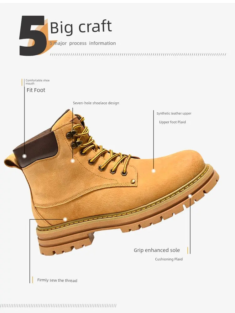 Boots Men's and Women's Worker Boots Couple British Style 2025 New Work Clothes Genuine Leather Retro Ankle Boots  Pre2brand