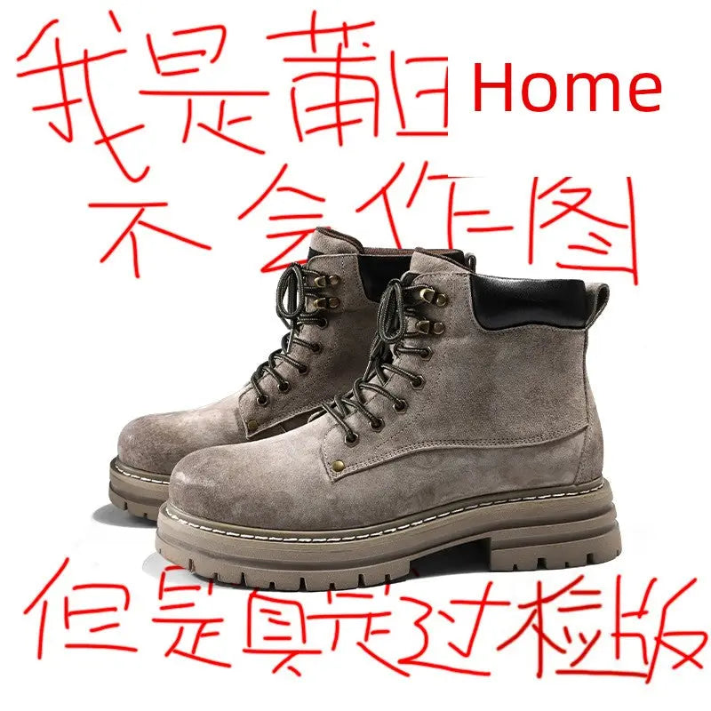 Boots Men's and Women's Worker Boots Couple British Style 2025 New Work Clothes Genuine Leather Retro Ankle Boots  Pre2brand eur38-Gray
