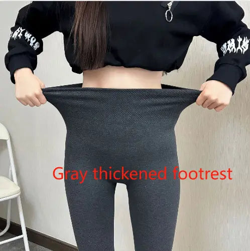 Bottoming Women's Outer Wear Plus Velvet Pencil Pants Students  Pre2brand Gray-thickened-footrest-Free-Size