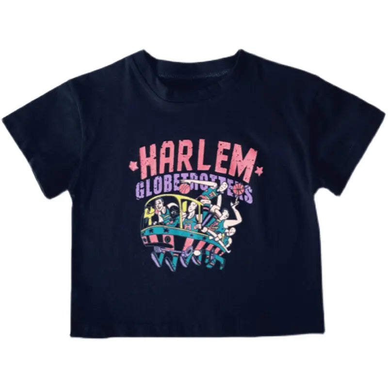 Boys Summer New Loose Casual Tops Children's All-match Printed Letters Short-sleeved T-shirt - Pre2brand