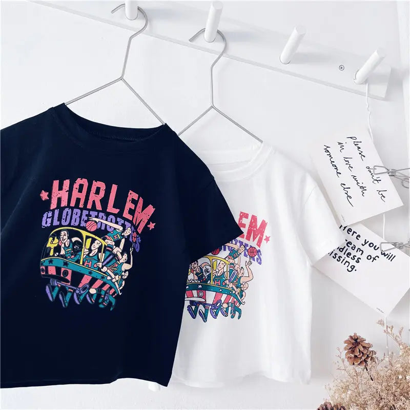 Boys Summer New Loose Casual Tops Children's All-match Printed Letters Short-sleeved T-shirt - Pre2brand
