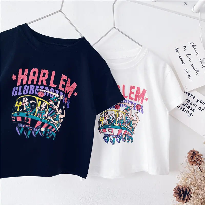 Boys Summer New Loose Casual Tops Children's All-match Printed Letters Short-sleeved T-shirt - Pre2brand