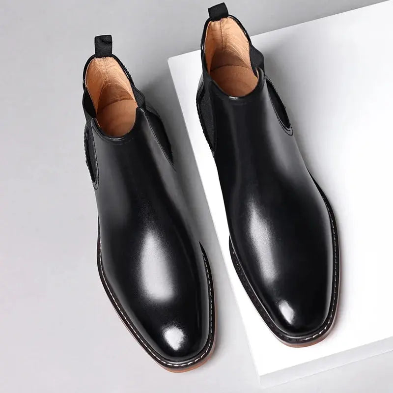 Brand Men's Chelsea Boots Genuine Cow Leather Handmade Boot Shoes Work Shoes For Formal Dress Wedding Business Party New  Pre2brand