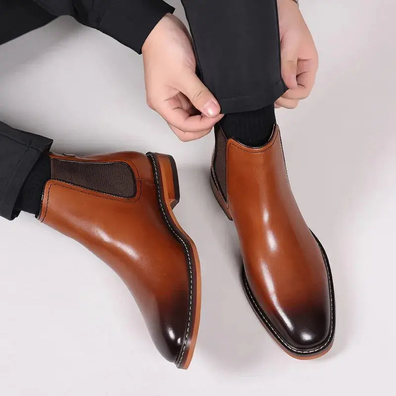 Brand Men's Chelsea Boots Genuine Cow Leather Handmade Boot Shoes Work Shoes For Formal Dress Wedding Business Party New  Pre2brand