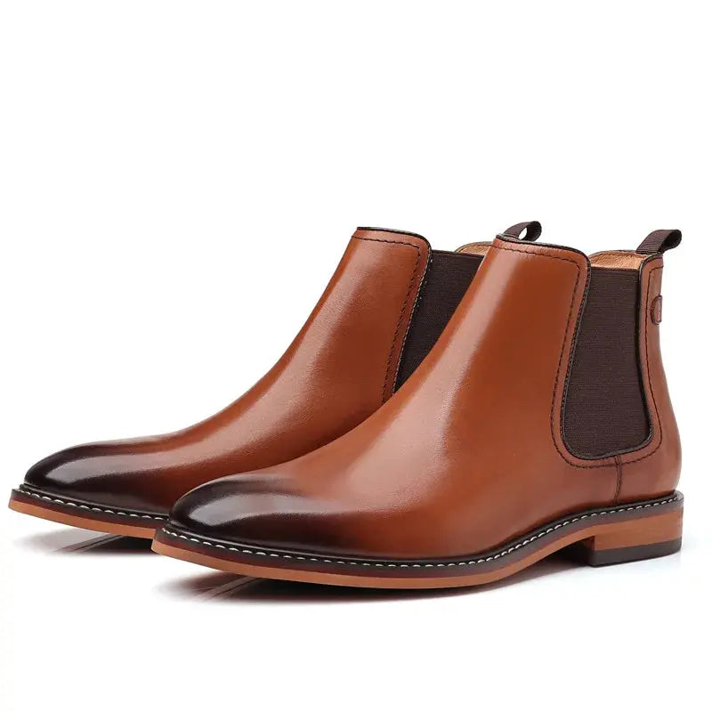 Brand Men's Chelsea Boots Genuine Cow Leather Handmade Boot Shoes Work Shoes For Formal Dress Wedding Business Party New  Pre2brand
