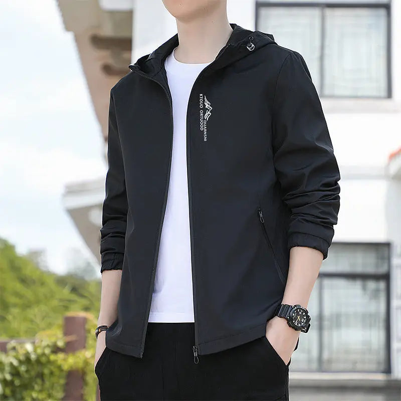 Breathable Quick-drying Loose Elastic Zipper Hooded Men's Jacket  Pre2brand