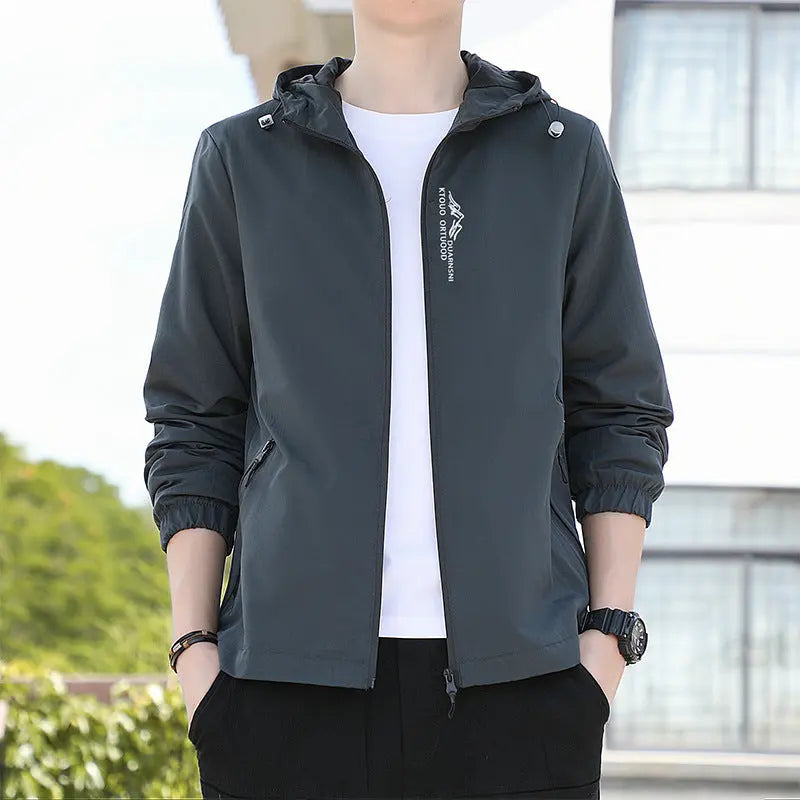 Breathable Quick-drying Loose Elastic Zipper Hooded Men's Jacket  Pre2brand