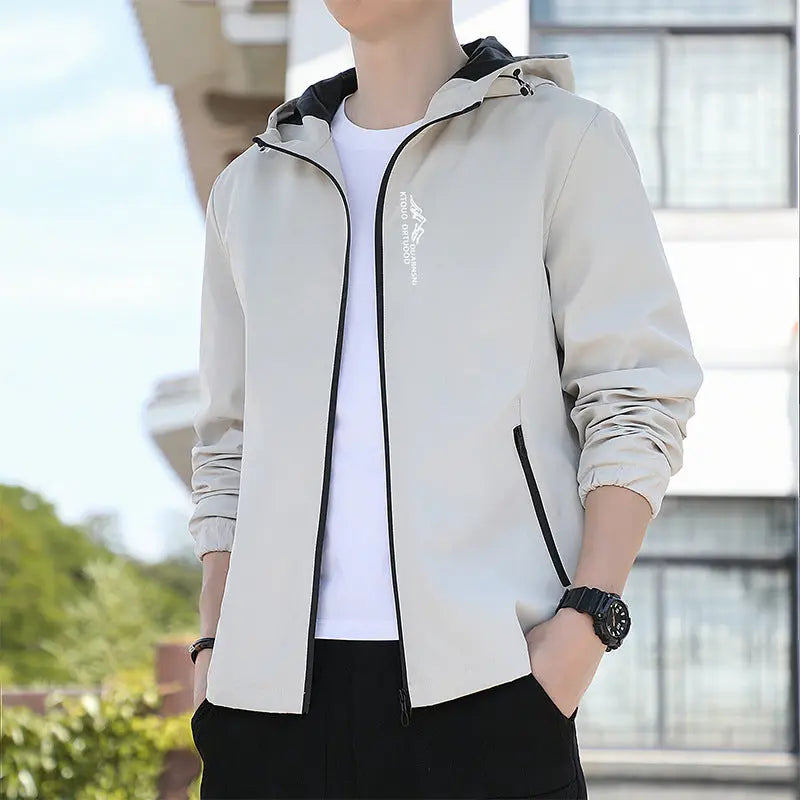Breathable Quick-drying Loose Elastic Zipper Hooded Men's Jacket  Pre2brand