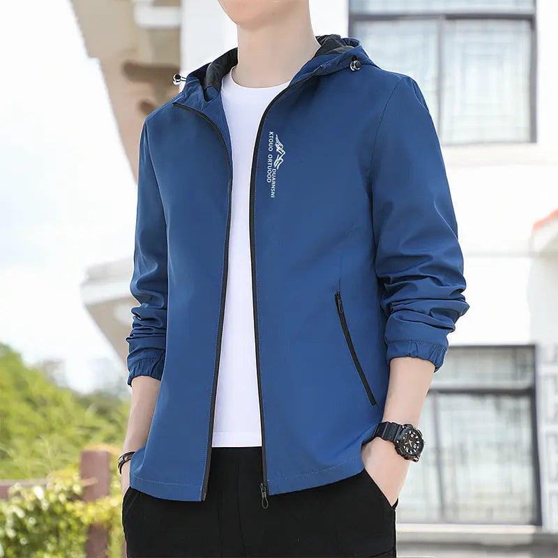Breathable Quick-drying Loose Elastic Zipper Hooded Men's Jacket  Pre2brand