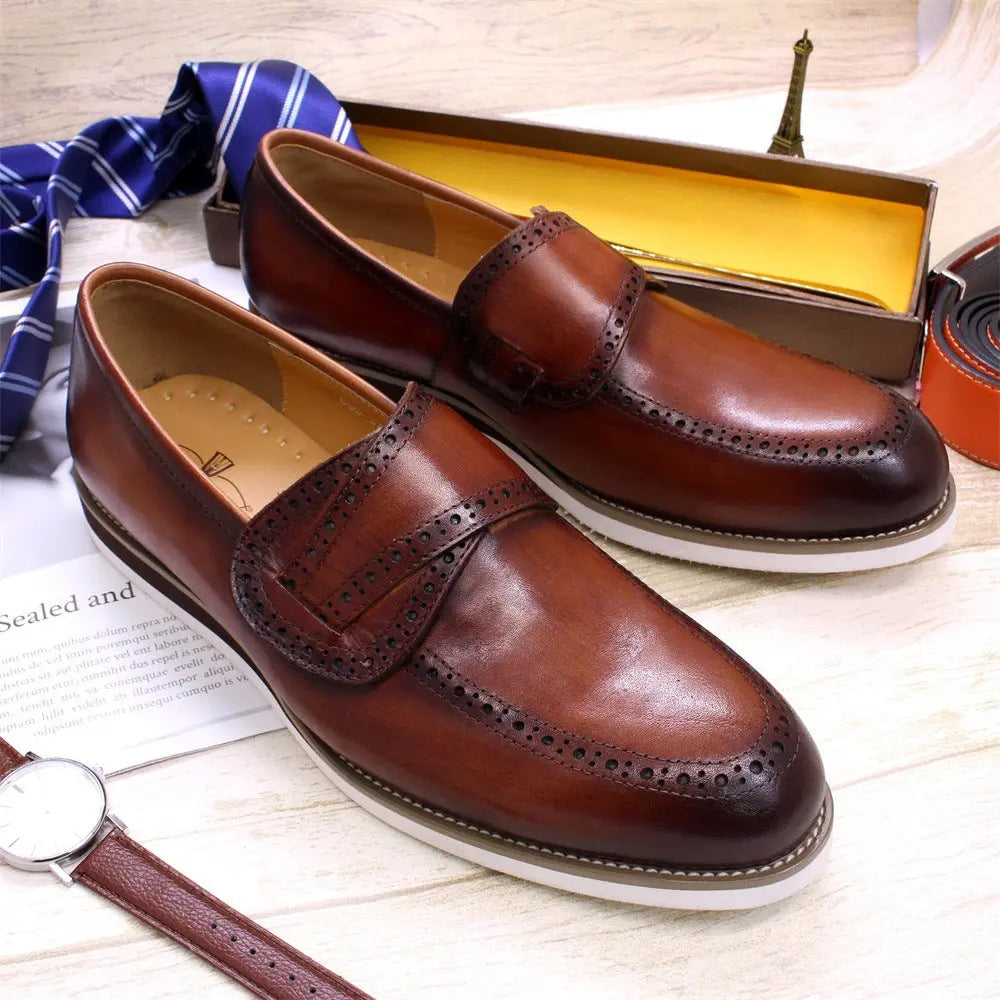 British Leather Shoes Men's Handmade Leather Casual Pedal - Pre2brand