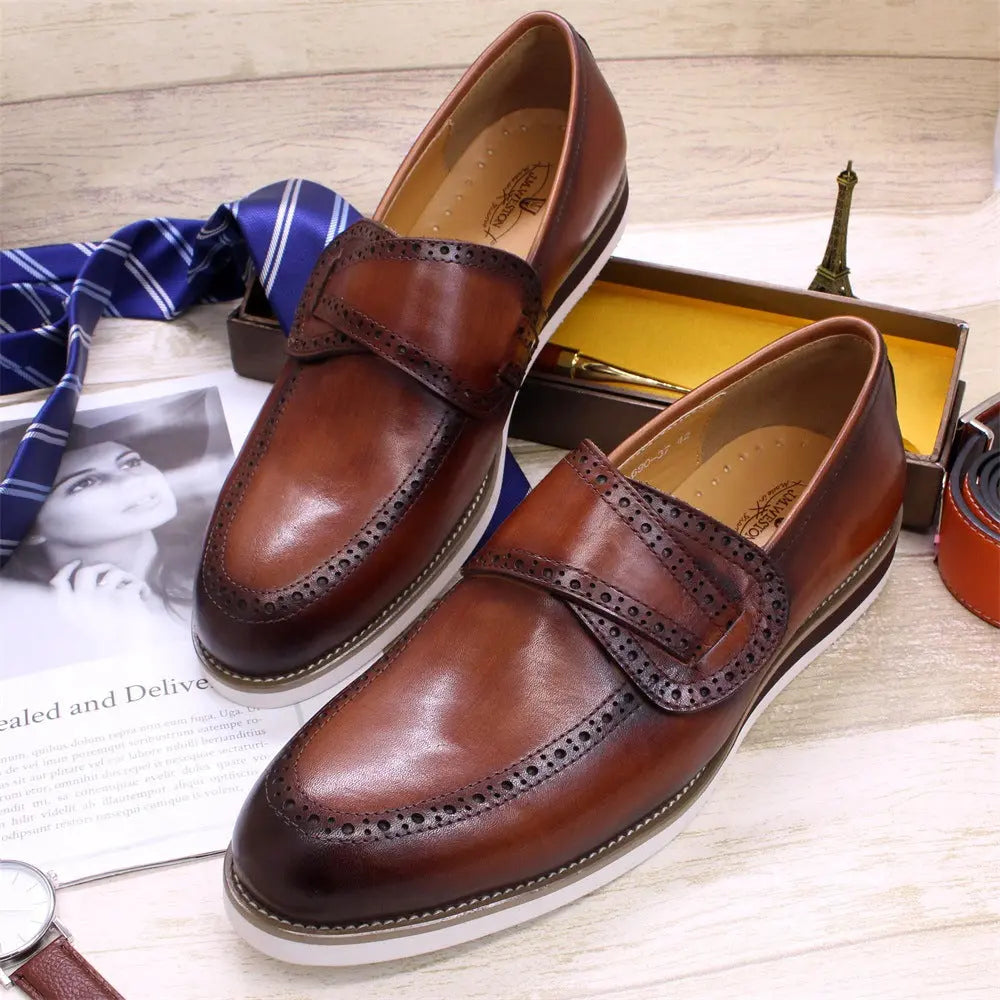 British Leather Shoes Men's Handmade Leather Casual Pedal - Pre2brand