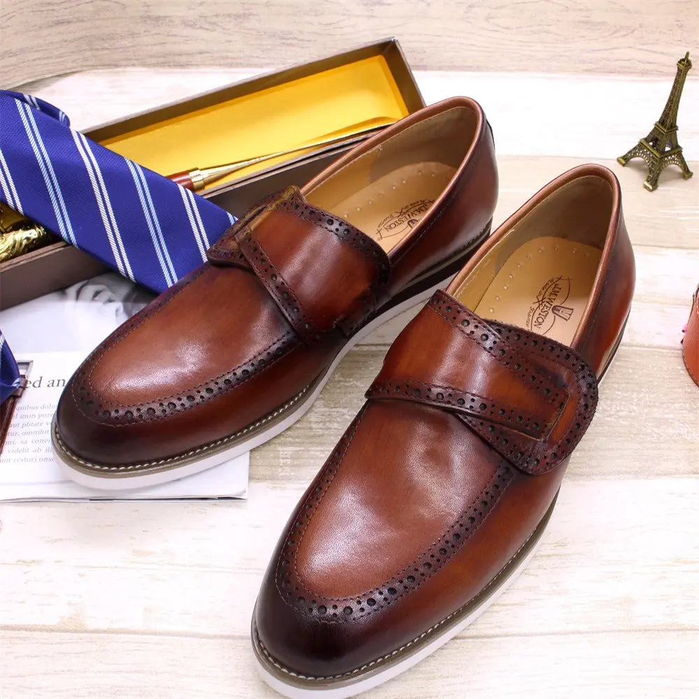 British Leather Shoes Men's Handmade Leather Casual Pedal - Pre2brand