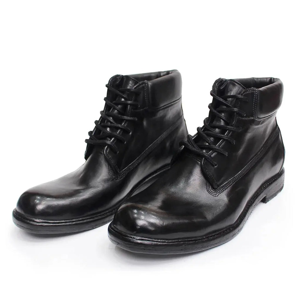 British Style Men's Ankle Boots Soft Handmade Genuine Leather Sole Motorcycle Windproof Boots Comfortable Lace-up Winter Shoes - Pre2brand