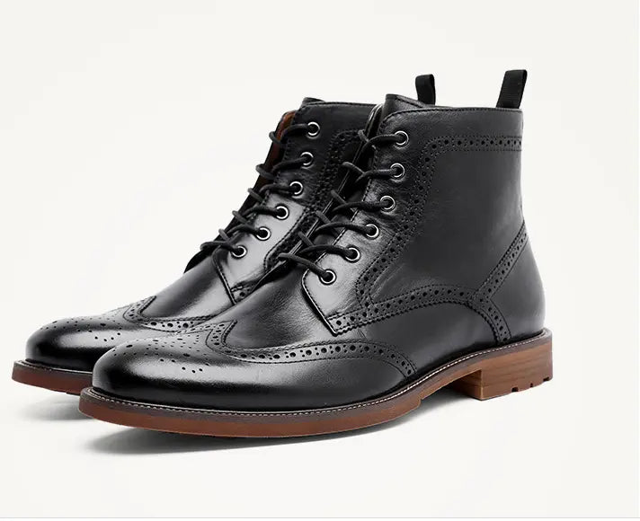 Brock Carved Business British Style Men's Shoes Leather Boots Men - Pre2brand