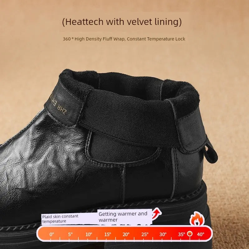 Brown Ankle Boots for Women 2024 Fall and Winter New Arrival Genuine Leather Thick Sole Chelsea Boots British Style Boots Slim Looking Smoke Pipe Boots  Pre2brand eur38-240-Lightning-delivery