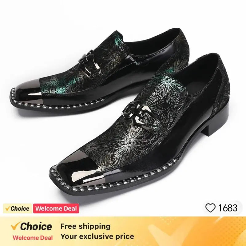 Business men shoes casual leather shoes square head shallow mouth formal dress shoes  Pre2brand Assorted-45