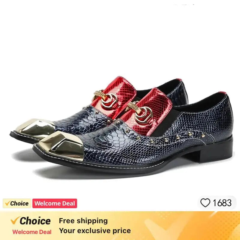 Business men shoes casual leather shoes square head shallow mouth formal dress shoes  Pre2brand SKY-BLUE-45